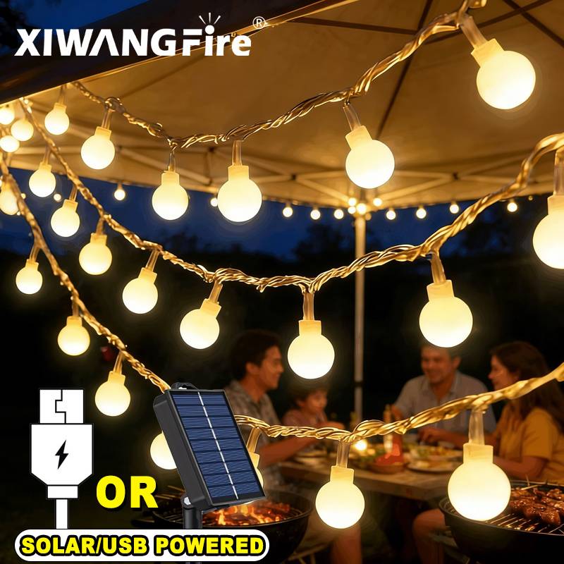 Outdoor Adventure Trips - 3-10M Solar/USB/Battery String Lights, Fairy Globe