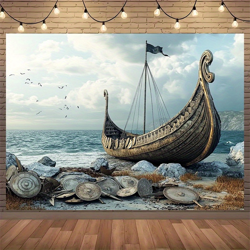 Outdoor Adventure Birthday Party - Large Viking adventure photography backgrounds and