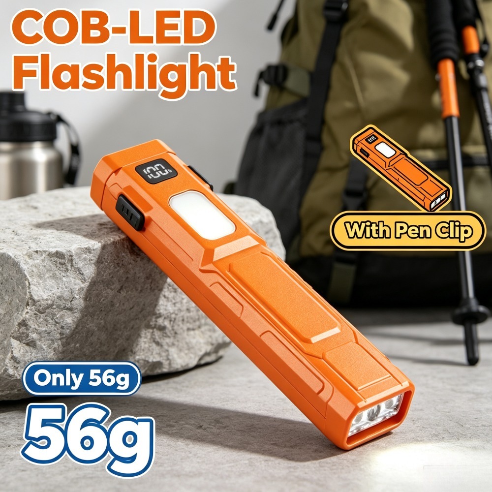 Outdoor Adventure Trips - COB LED EDC Flashlight Pen‑Clip Pocket