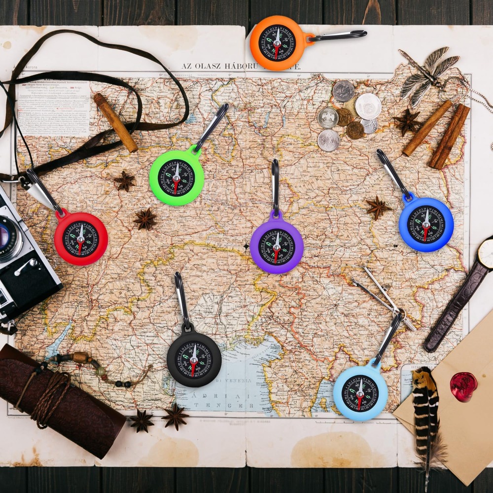 5-20 PCS Mini Compass Keychain - Outdoor Adventure Birthday Party 评论和价格