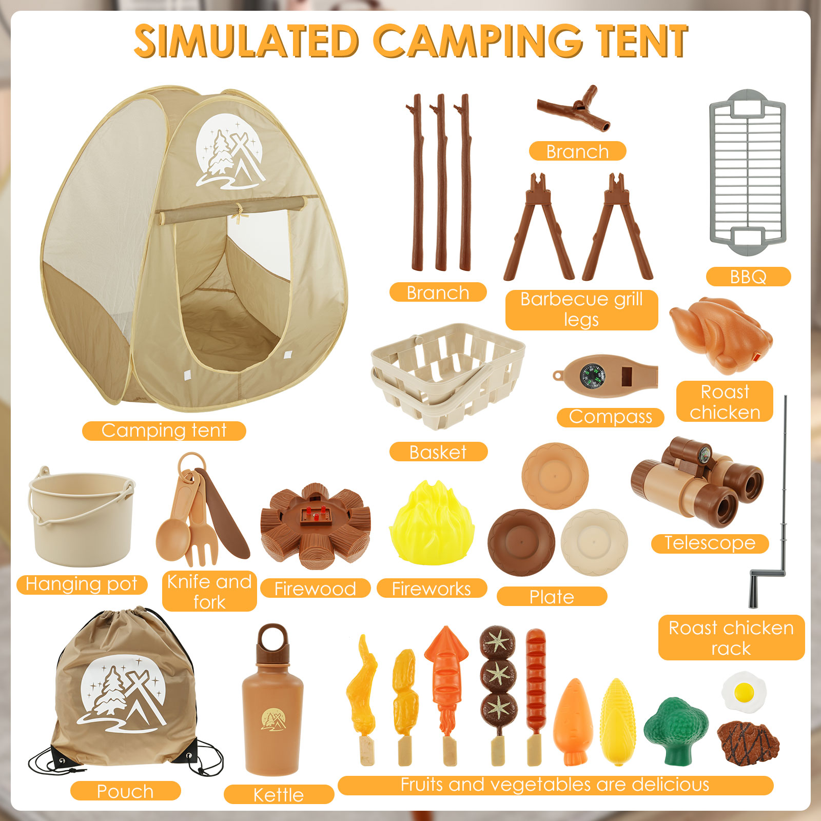 Kids Camping Toy Set Tent Pop  - Outdoor Adventure Kit For Kids 评论和价格